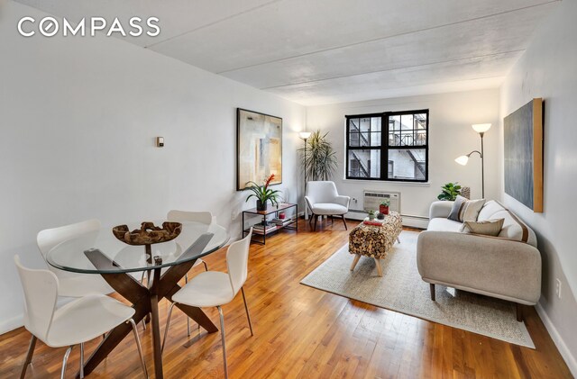 living room with hardwood / wood-style floors