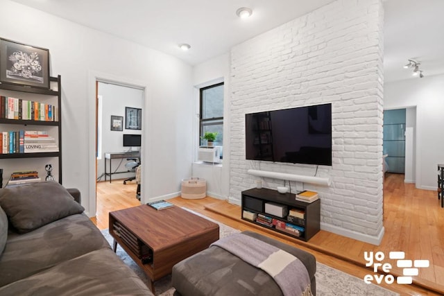 living room with light wood-type flooring