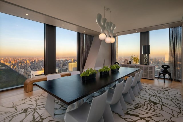 dining area featuring light hardwood / wood-style flooring