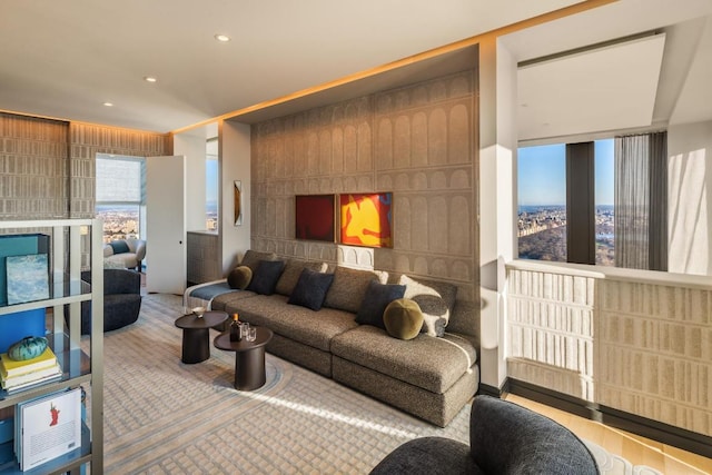 living room featuring a wealth of natural light