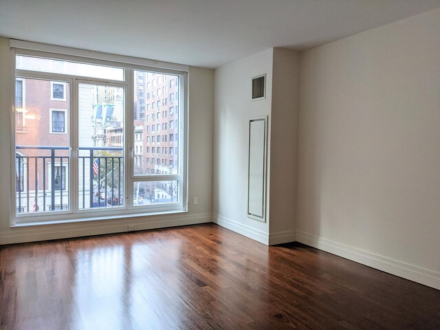 spare room featuring a healthy amount of sunlight and dark wood-type flooring