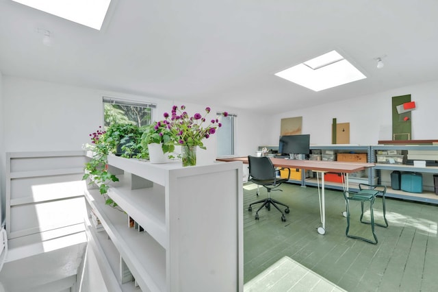 office area with a skylight