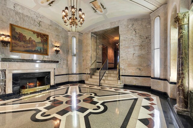 7 Park Ave Unit 23, New York City, NY 10016 - common area with stairs and vaulted ceiling