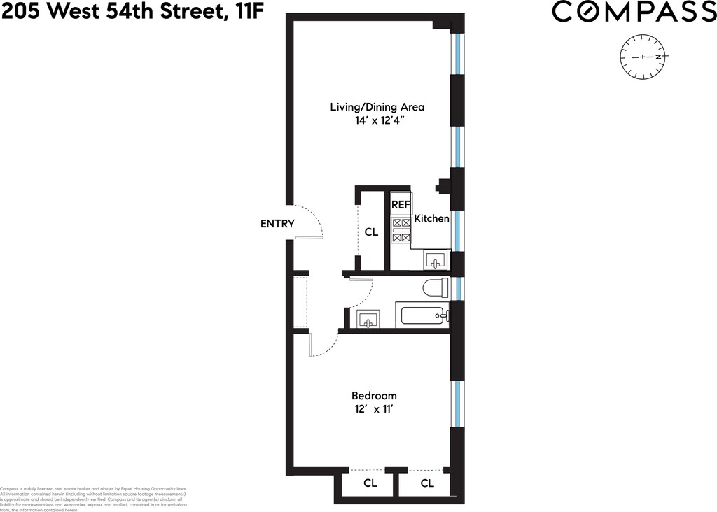 205 W 54th St Unit 11F, New York City, NY 10019 - floor plan