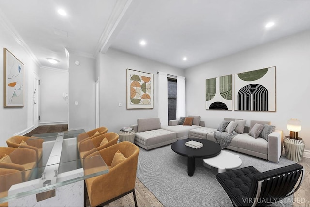 living room featuring ornamental molding