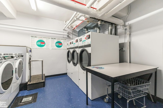 community laundry with separate washer and dryer