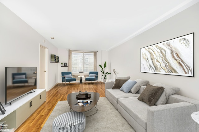 living room with light wood finished floors