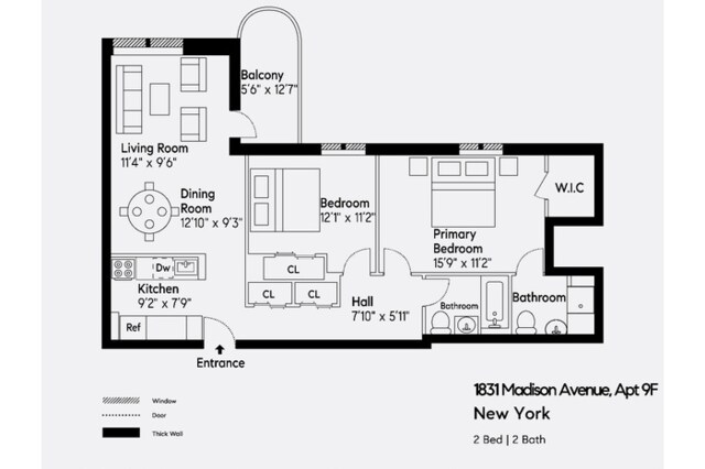 1831 Madison Ave Unit 9-F, New York City, NY 10035 - room layout