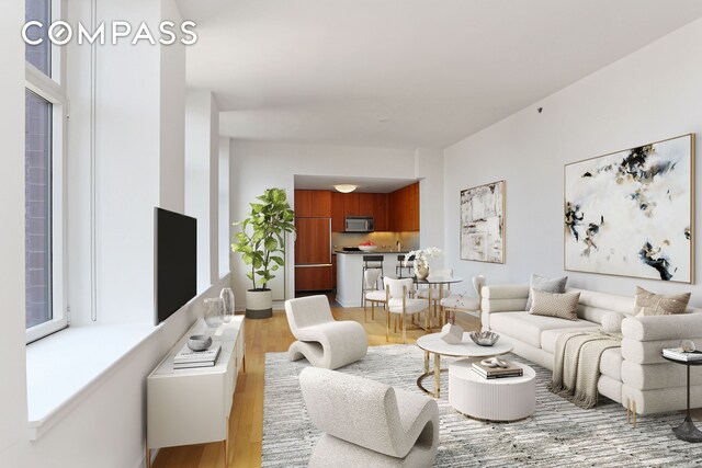 living room featuring light wood finished floors