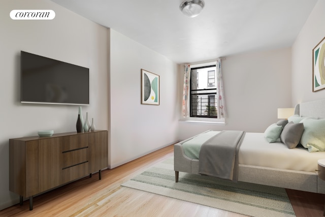 bedroom featuring light hardwood / wood-style floors