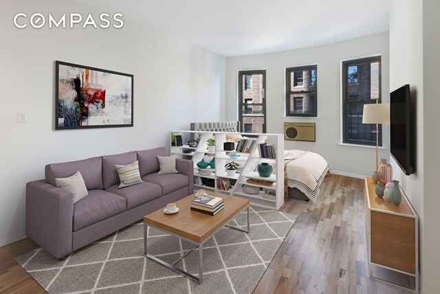 living room with hardwood / wood-style floors