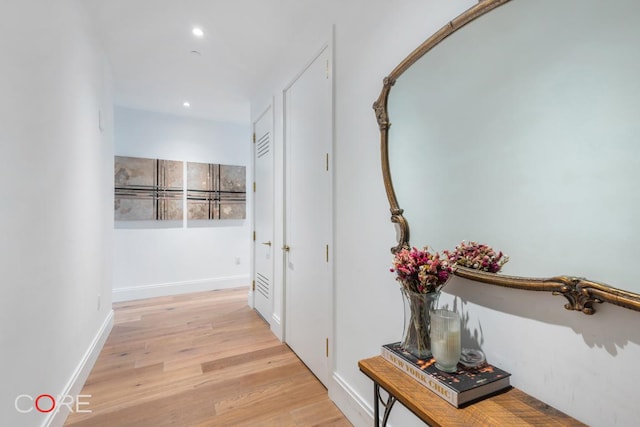 hall featuring light hardwood / wood-style floors