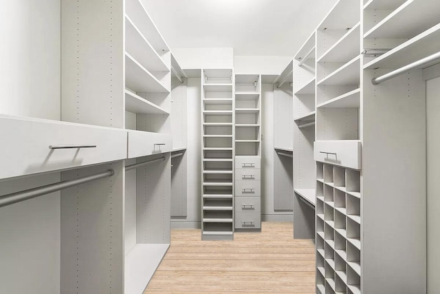 walk in closet featuring light wood-type flooring