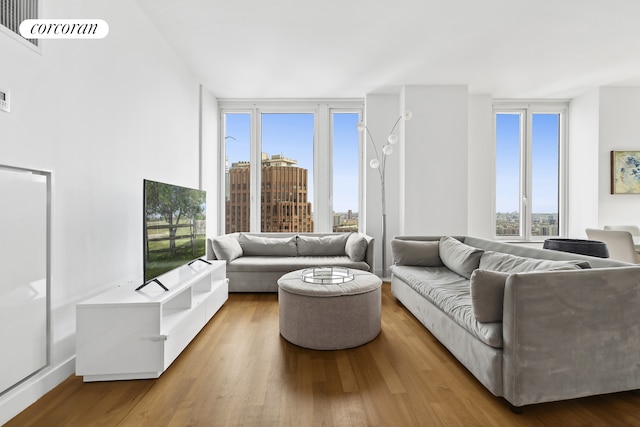 living area featuring wood finished floors