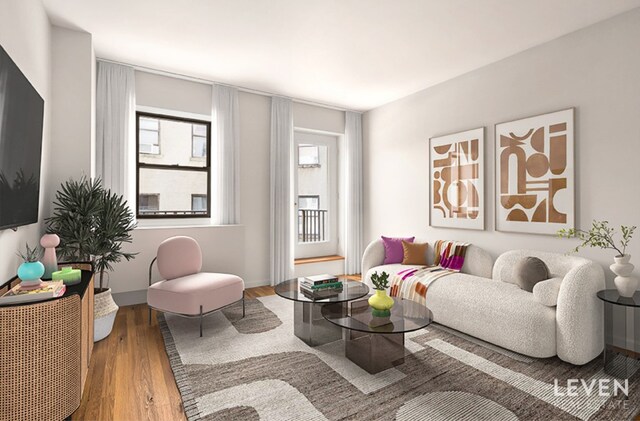 living room with wood-type flooring