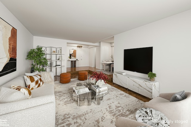 living area featuring wood finished floors