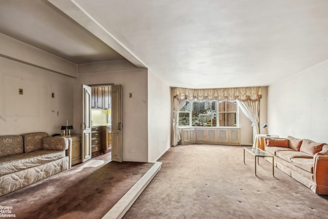 living room featuring light colored carpet