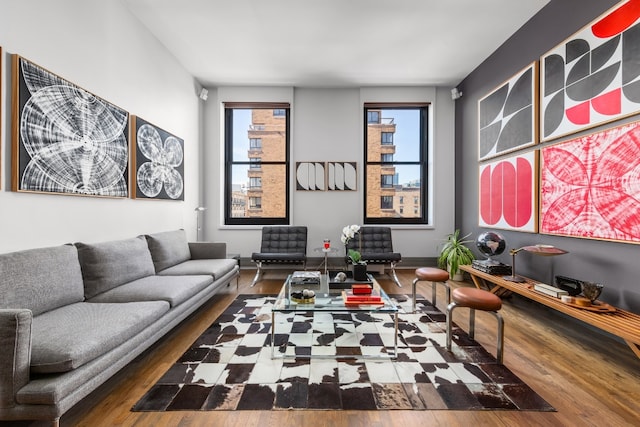 living room with wood-type flooring