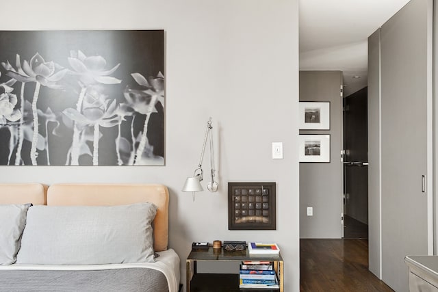 bedroom featuring dark wood-type flooring