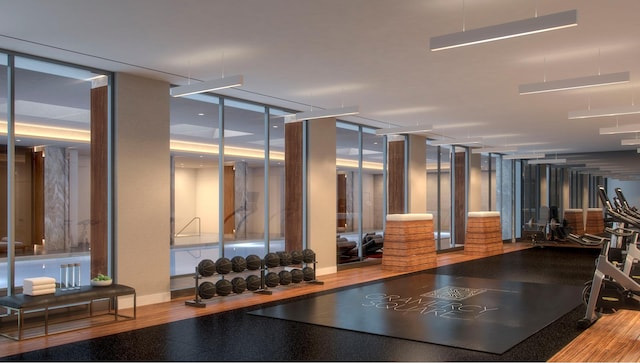 215 E 19th St Unit 4D, New York City, NY 10003 - exercise room featuring wood finished floors