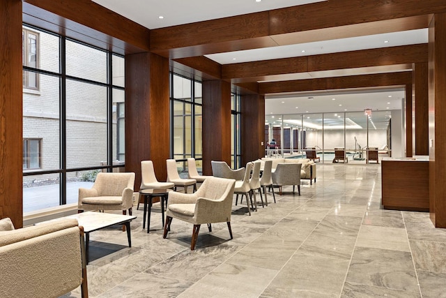 common area with expansive windows