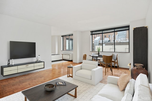 living room with baseboards