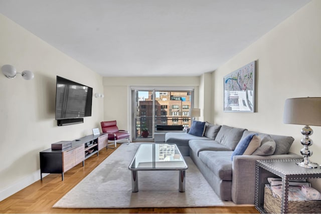 living area with baseboards