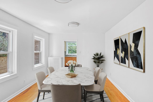 dining room featuring baseboards and wood finished floors