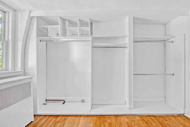 closet with radiator heating unit