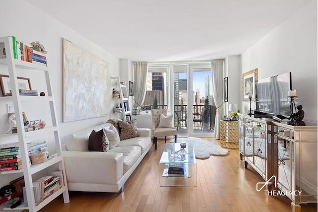 living area featuring wood finished floors