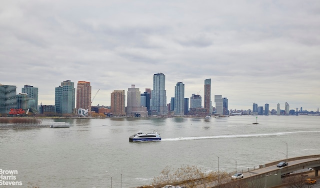 property's view of city with a water view