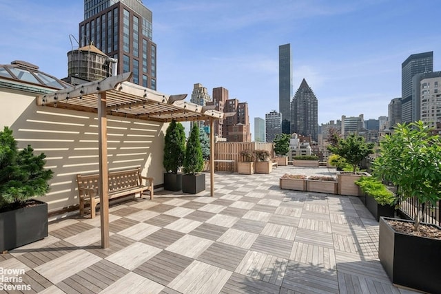 view of patio featuring a pergola