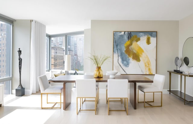 dining space featuring wood finished floors