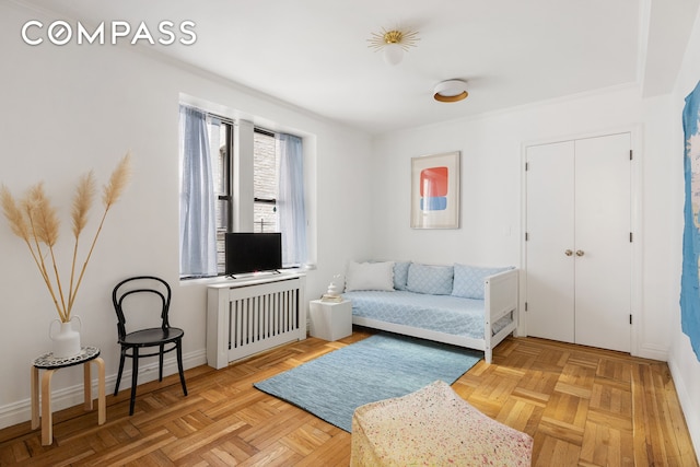 205 E 10th St Unit 1C/2C, New York City, NY 10003 - living room featuring radiator heating unit and baseboards