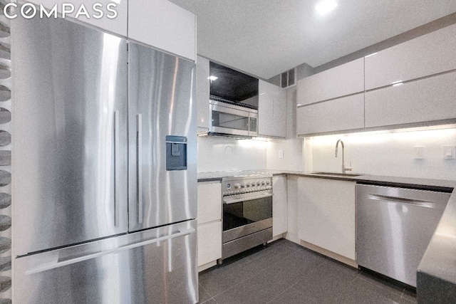 kitchen featuring white cabinets, sink, and stainless steel appliances