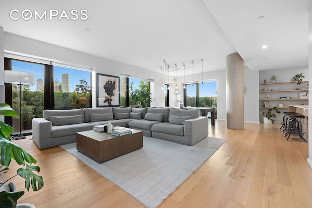 living room featuring light wood finished floors