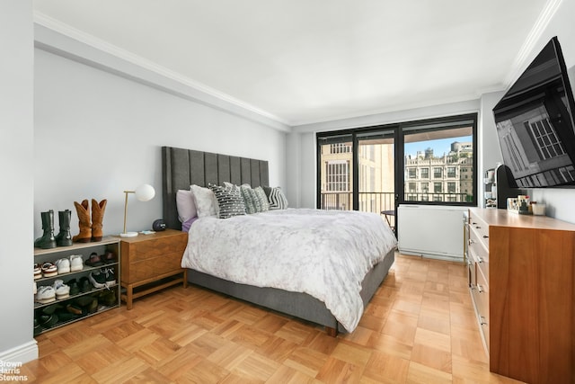 bedroom featuring ornamental molding