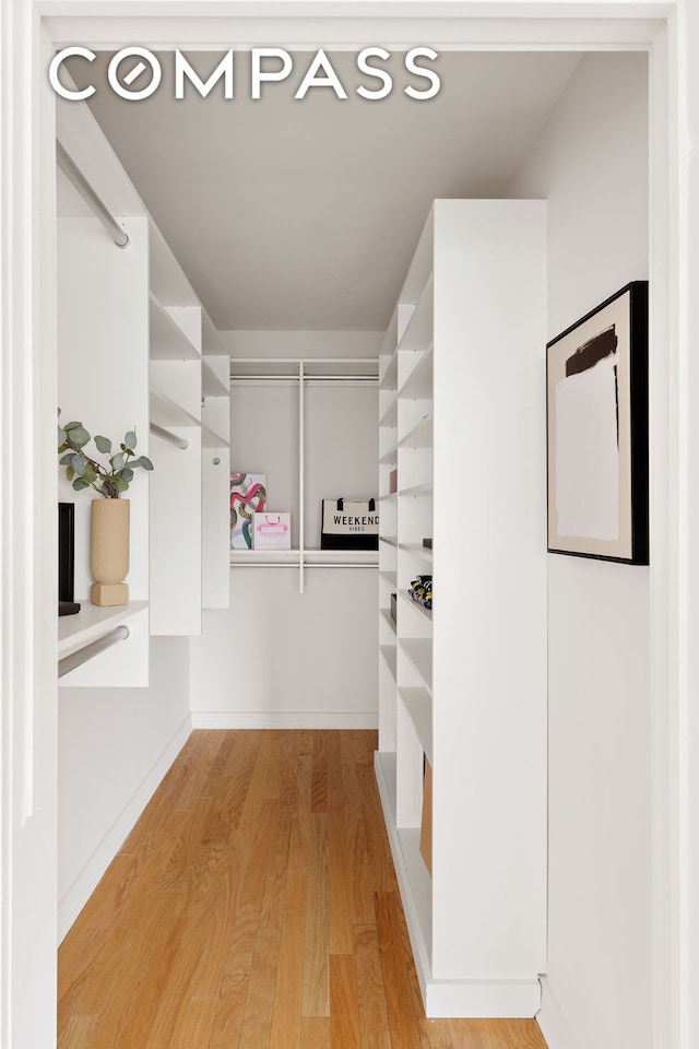 spacious closet with light wood-style flooring