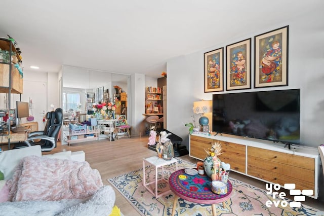 living room featuring light wood-type flooring