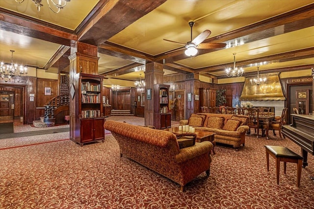 1 Station Sq Unit 315, New York City, NY 11375 - lobby featuring wooden walls, crown molding, and beam ceiling