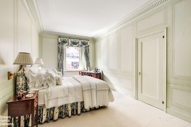 bedroom featuring multiple windows, dark hardwood / wood-style floors, and crown molding