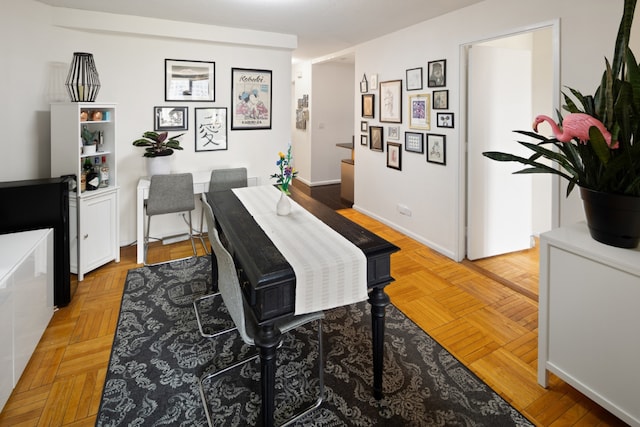 office area featuring parquet floors