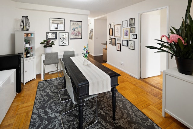 home office with baseboards