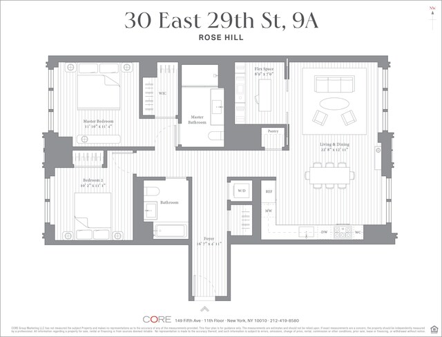 30 E 29th St Unit 9A, New York City NY, 10016, 2 bedrooms, 2 baths condo for sale