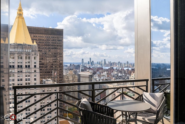 balcony with a view of city