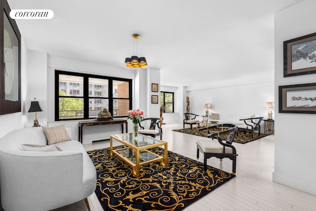 living room featuring light hardwood / wood-style floors