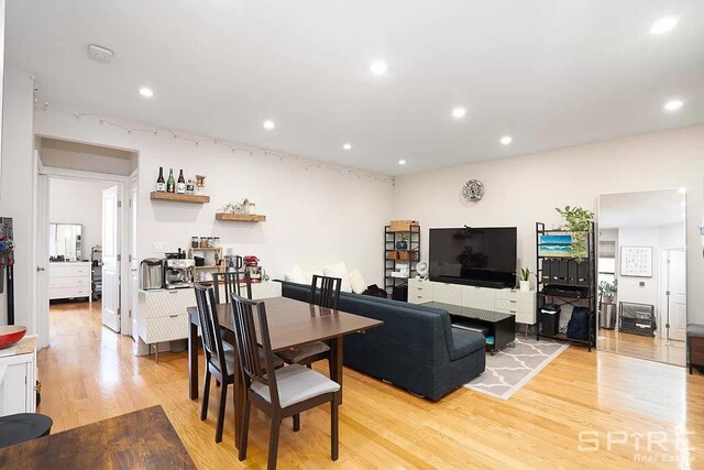 living room with light wood-type flooring