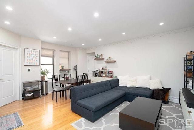 living room featuring light wood-type flooring