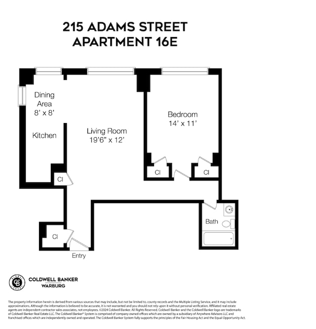 215 Adams St Unit 16E, New York City NY, 11201, 1 bedrooms, 1 bath condo for sale