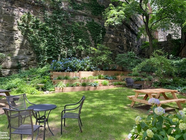 view of yard with a garden